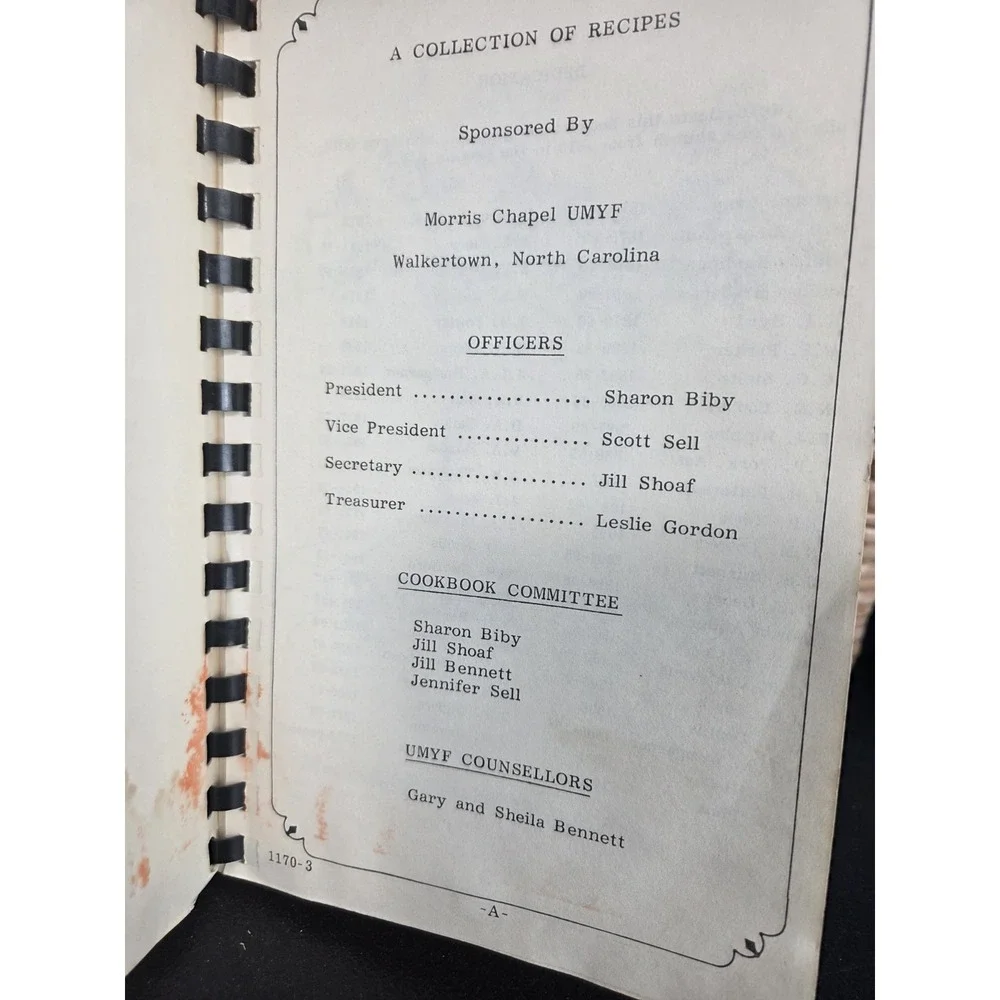Morris Chapel United Methodist Church Cookbook Walkertown NC 1978 North Carolina